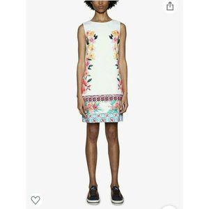Desigual Vest Cher White Floral Shift Dress Size 6